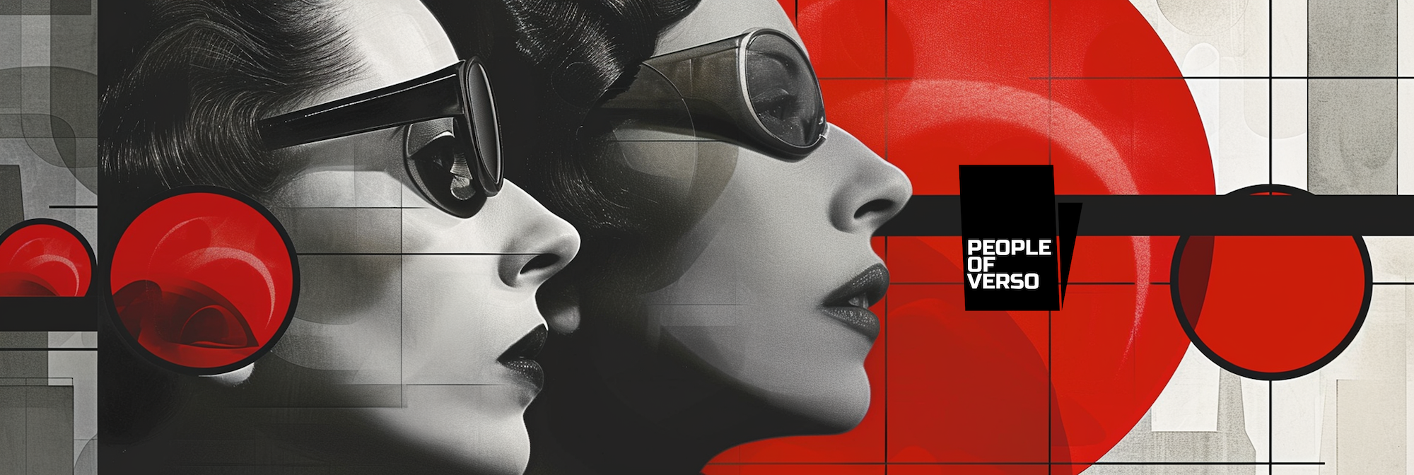 Collage Bauhaus noir, blanc et rouge